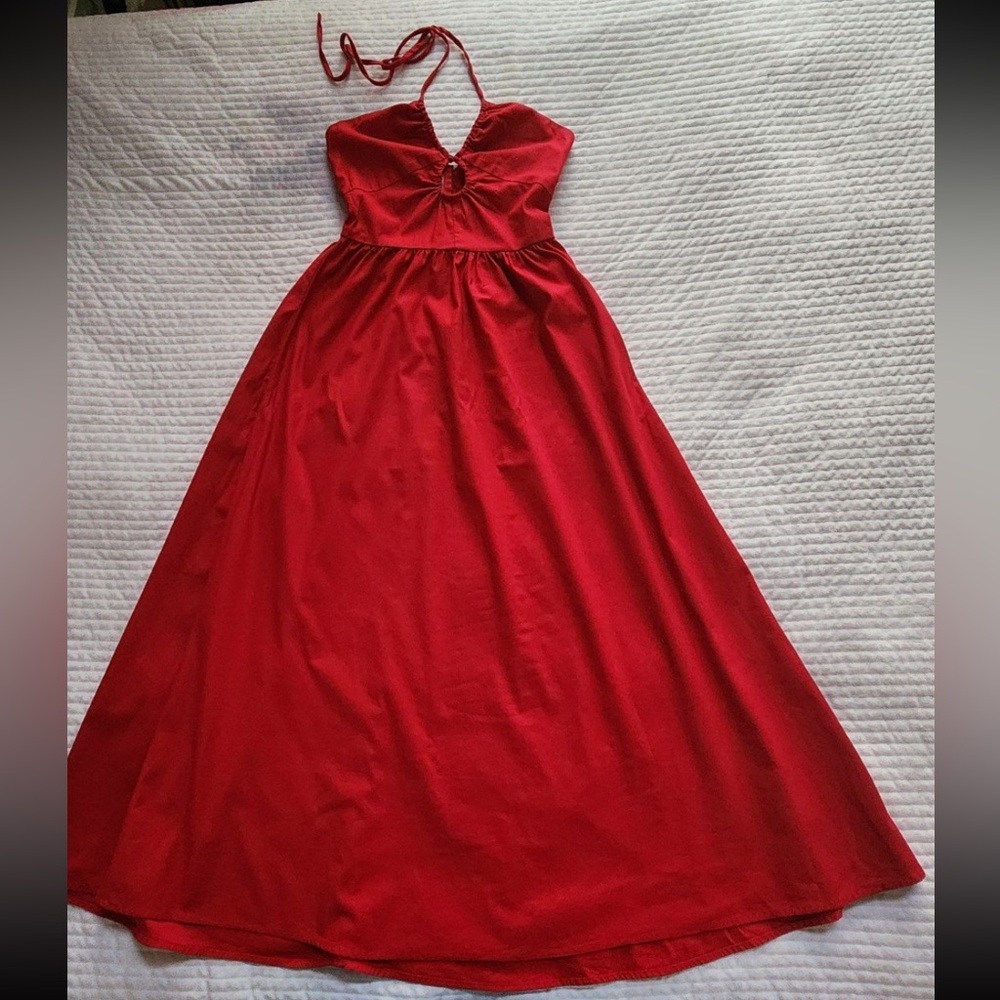 Reformation Stassie red halter dress size 2